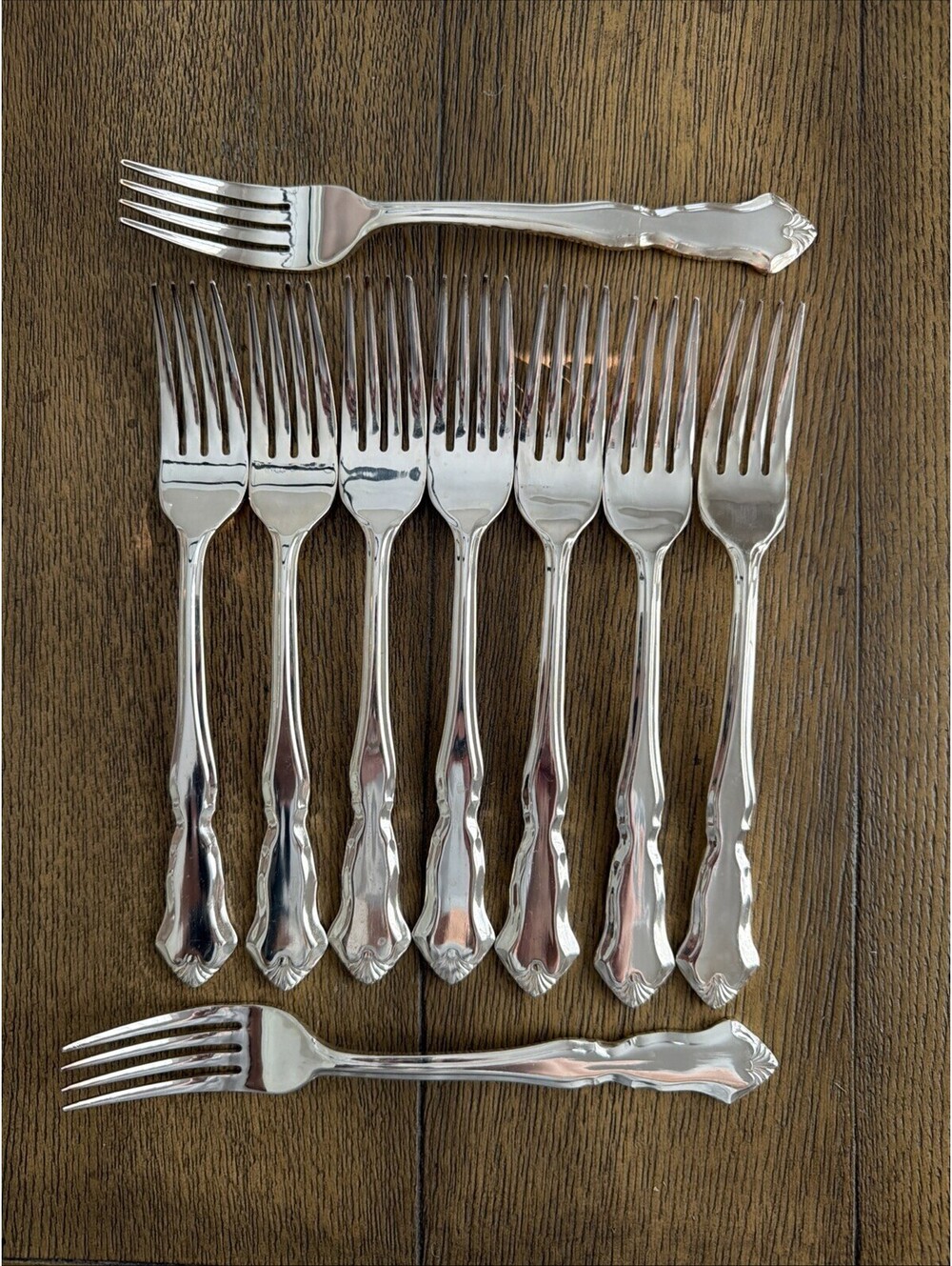 Wallace Deep Silver Centennial Silverplate Dinner Forks - Set of 9
